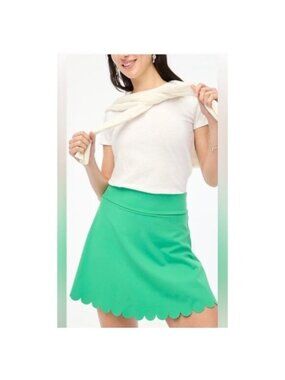 J. Crew Women's Athletic Green Scalloped Skirt Skort Size L Sporty Preppy